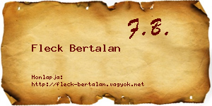 Fleck Bertalan névjegykártya